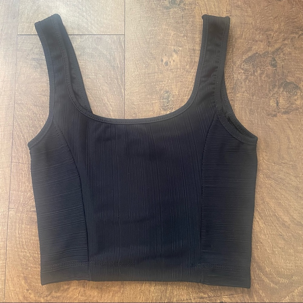 Black textured crop top